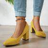 Otoño 2025 Nuevo Zapatos de Tacón Alto para Mujer con Punta Fina, Tacón Grueso, Sin Cordones, Gamuza Mate, Venta Directa de Fábrica, Comercio Exterior Transfronterizo