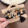 Pulsera colorida de cuentas multicapa apiladas, ligera, de lujo, de alta gama, elegante, de estilo étnico, de moda, joyería