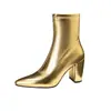 Dropshipping de AliExpress: Nuevas botas de moda de otoño e invierno con punta y tacón grueso, tallas pequeñas y grandes, botas cortas para mujer D-1314