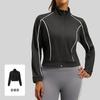 Nueva Chaqueta Cardigan Suelta Lineal Juyitang Primavera y Otoño Color de Contraste Alta Elasticidad Transpirable Casual Deportiva para Mujer