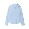 Atacado 2025 Nova Moda Outono Feminina Camisa de Popeline Decorada com Laço Bb6-11491