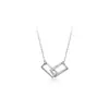 Collar Nalan de plata s925 con eslabones cuadrados sencillos, estilo japonés, con diamantes, cadena geométrica para clavícula D7755