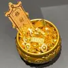 Adorno de Cuenco de la Fortuna de Doble Pez de las Ocho Bendiciones de Latón para Riqueza y Buena Suerte, Regalo para Atraer Riqueza para Oficina, Artesanía de Lingote Mini Pequeño