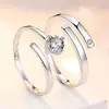 Anéis de Casal, Anéis Combinando Masculino e Feminino, Simples e Estilosos, Anéis Abertos com Diamante Coroa Estilo Coreano, Anéis de Diamante para Casamento e Pedido