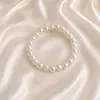 Pulsera Elástica de Perlas Simple Retro Francesa Pulsera de Moda de Lujo Ligero Francesa Popular en Internet Diaria Para Combinar con Todo Pulsera Elegante