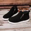 Zapatos casuales de talla grande para mujer transfronterizos para otoño e invierno, zapatos casuales de caña alta con doble cremallera para mujer transfronterizos europeos y americanos al por mayor