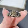Anillo Cielo Negro de Estilo Étnico Vintage para Hombres y Mujeres con Dios de la Riqueza Amarillo Madreperla Verde Zakiram Anillo Personalizado de Industria Pesada