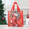Bolsa de Presente do Papai Noel Sacola de Embalagem Impressa em TNT para o Natal Sacola Tote Dobrável Portátil de Desenho Animado