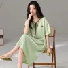 Nueva Bata de Noche de Algodón Modal 2026 Que Se Puede Usar Afuera, Pijama Fresco de Verano Simple de Manga Corta para Mujer, Ropa de Casa de Verano