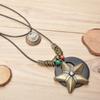 Collar de joyería creativa al por mayor para mujer, cadena larga de cuerda de cera retro, colgante de estrella de cinco puntas geométrica, accesorios de cadena para suéter, collar