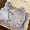 Diseño de Verano Rayas Dibujos Animados Estampado de Hello Kitty Pura Lustre Pijama de Tirantes Conjunto de Ropa para el Hogar de Primavera y Verano para Mujer
