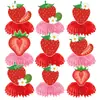 Suministros para Fiesta de Cumpleaños Temática de Fresas Europeas y Americanas Banderines, Flores, Decoraciones de Mesa de Panal, Decoraciones de Mesa de Escritorio