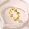 Anillo de Trébol de Acero de Titanio de Moda Europea y Americana para Mujer Diseño Nicho Elegante Moderno Acero Inoxidable Hoja Anillo Abierto