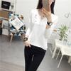 2470 # Nova Camiseta Tendência Estilo Coreano de Manga Longa (Foto Real) (95% Algodão 5% Elastano) (Adicionar GG/XGG)