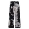 Jeans de Marca Tendência Estilo Hip-Hop Americano Tie-Dye Gradiente Perna Reta para Homens e Mulheres, Calças Largas Vintage de Nicho High Street