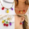 Colgante de Fruta Hecho a Mano Cereza Maíz Uva Frambuesa Amuletos DIY Cadena para Teléfono Llavero Accesorios Adornos Tejidos