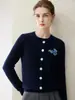 Suéter 100% cachemir puro para mujer, nuevo estilo otoño e invierno 2026, cuello semi-alto, jacquard Fair Isle, top de punto de corte holgado