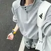 Sudadera Casual Suelta para Hombre Estilo Nuevo de Otoño Media Cremallera Cuello Alto Moda Masculina Tendencia Top para Pareja