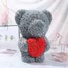 Fabricantes de fuerza Oso de rosa del Día de San Valentín Flor artificial Flor de jabón Flor eterna creativa Oso de abrazo Regalo de Navidad
