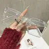 Gafas de Sol para Mujer con Marco Cuadrado Grande de Color Contrastante, Lentes Planos, Mismo Estilo que las Celebridades de Internet Transfronterizas, Marco Sencillo y Versátil, Lentes Anti-Luz Azul