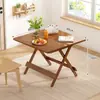 Mesa plegable de bambú, mesa de comedor para uso en casa, mesa de comedor para apartamentos pequeños, mesa cuadrada portátil simple para exteriores, mesa cuadrada para balcón para montar puestos