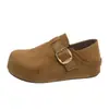 Gu Yun2026 Otoño Nuevo Hebilla Retro Zapatos Birkenstock Mocasines Casuales Suela Gruesa de Moda Versátiles Planos