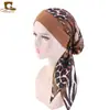 Nuevo sombrero turbante de seda sintética banda elástica para el cabello sombrero trenzado sombrero de pirata gorro sedoso TJM-329A
