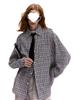 Camisa Xadrez Azul Retrô Americana de Primavera e Outono Nova Solta Casual Jaqueta Casaco Masculino e Feminino Fashionável Tendência