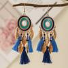 Pendientes de borlas pendientes largos multicapa textura pendientes de hoja de diamante ovalados venta al por mayor tu tixi