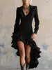 Vestido de mezclilla vintage estilo western pastoral con volantes, lavable, talla europea para mujer, transfronterizo de Amazon