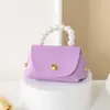 Bolsa de Perlas Llavero Creativo Colgante Accesorios Bolso de Mano para Niños Billetera Mini Cuero PU