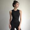 Chaleco deportivo de secado rápido con cuello redondo y ribete Lu ebb con almohadilla para el pecho, ropa interior para yoga, running y fitness para mujer