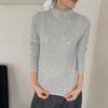 Nueva Camiseta Básica para Mujer Otoño e Invierno, Boceto de Color, Camiseta de Lana Pequeña de Cuello Alto, Top Casual Delgado de Manga Larga para Usar en Capas