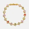 Elegante e Versátil Pulseira Dopamina Flor de Quatro Folhas Borboleta com Zircônia Colorida, Joia de Pulseira Simples de Luxo Leve de Nicho para Mulheres
