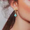 [Brincos de Turquesa] Brincos de Turquesa Exquisitos Brincos Retrô Moda Feminina Versátil Luxo Leve Sensação de Alto Padrão