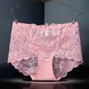 Yumei 8959 Sexy Encaje Encaje de Rosas Ropa Interior de Cintura Alta para Mujer Perspectiva Hueca Tallas Grandes Calzones