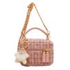 Bolsa de Mão Elegante de Lã Estilo Chanel Feminina 2025 Início da Primavera Nova Bolsa Transversal com Corrente de Nicho Bolsa Caixa Estilosa