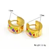 Pendientes de Acero de Titanio para Mujer con Esmalte de Gota y Bloques de Color Transfronterizos Populares Europeos y Americanos Chapados en Oro de 18 Quilates Pendientes de Alta Gama Venta Directa