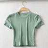 Verano ins camiseta súper popular de manga corta con cuello redondo europea y americana para mujer, camiseta básica versátil ajustada elástica