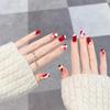 Arte de Uñas Navideño Corto Rojo Lácteo Uso Arte de Uñas Simple ins Uña Postiza Desmontable Pegatina de Uñas Acabado