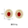 Populares Aretes Ovalados de Diamante con Incrustaciones de Encaje Transfronterizos Collar de Oro de Arena Vietnamita de Moda Joyería de Oro Imitación Duradera que No se Desvanece