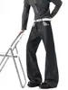 Design solto, estilo americano, jeans largos de alta qualidade para homens, calças retas pretas, calças levemente boca de sino