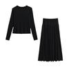 Vestido de manga larga Pure Wind Mist 2024Camiseta Plisado Falda larga de vuelo grande Top adelgazante Traje flexible con sentido Otoño de mujer