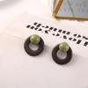 Aguja de Plata S925 Joyería para Orejas de Corea del Sur Pendientes Simples de Estilo Elegante Hyon Verde Aguacate Pendientes Redondos de Estilo Festivo para Celebración en Internet