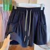 Diseño Nicho Shorts de Pierna Ancha con Cintura Elástica con Cordón de Tiro Alto para Mujer Verano 2025 Nuevos Shorts Deportivos y de Ocio