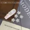 Accesorios Súper Brillantes para Uñas con Circonita en Forma de Gota de Agua Incrustada, Lujosa Flor de Cinco Pétalos con Acentos de Perla, Decoraciones de Uñas Terminadas con Pedrería