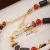 Huevo de Ágata Nala Gravilla de Piedra Amarilla Conjunto de Collar y Pulsera Estilo Ins Diseño de Nicho Conjunto de Joyería Retro