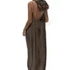 Vestido Largo de Color Sólido Fruncido de Seda Hielo Amazon 2026 con Espalda Descubierta y Volantes Vestido de Playa para Vacaciones Vestido Holgado para Casa