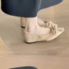 Sapatilhas de camurça bico fino estilo francês para mulheres, nova coleção primavera/outono 2026, versáteis e elegantes, com salto oculto, sapatilhas, sapatilhas de bico baixo