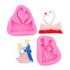 Amante Cisne Doble Rosa DIY Plegable Azúcar Horneado Decoración de Pastel Herramienta de Silicona Molde de Chocolate Gota de Goma Piedra Plástico